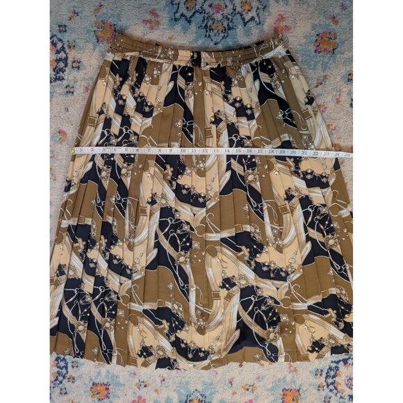 Vintage Alfred Dunner Tan & Black Pleated Midi Skirt With Abstract Pattern - 16 - Picture 5 of 8